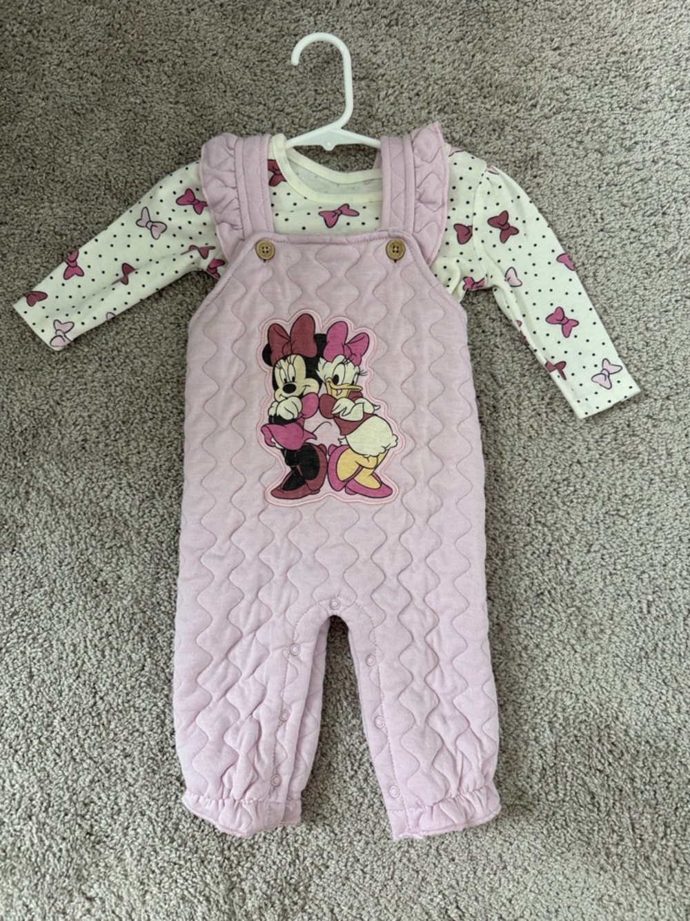Disney Pink Minnie Mouse Quilted Overall Matching Set